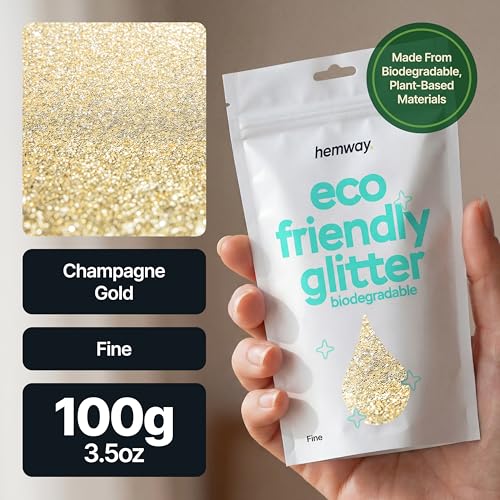 Hemway Biodegradable Glitter Champagne Gold 3.5oz Eco Friendly Fine - color: Champagne Gold, size: Fine (1/64" 0.015" 0.4mm)