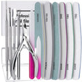 Teenitor Nail File with Cuticle Trimmer Set, 6pcs Emery Boards for Nails