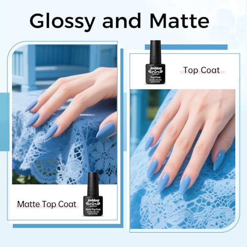 JEWHITENY Poly Nail Gel Kit 14 Colors Purple Nude Grey Black Blue Glitter Tones Starter Kit with UV Lamp Matte & Glossy Top & Base Coat All-in-One Designs DIY At Home - color: F02