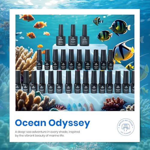 Beetles Gel Nail Polish Kit 25 Colors Gel Polish Chrome Nail Art Cat Eye - color: Ocean Odyssey