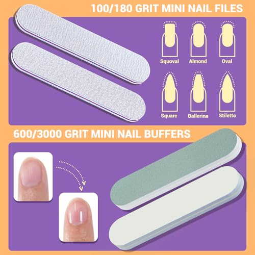 TsMADDTs 12 pcs Nail Soaking Bowl Acetone Gel Polish Remover Kit with 2 pcs Soak Off Bowls for Hands, Cuticle Remover Tools, Cuticle Oil, Files, Buffers, Brush for Nail Care - color: Purple