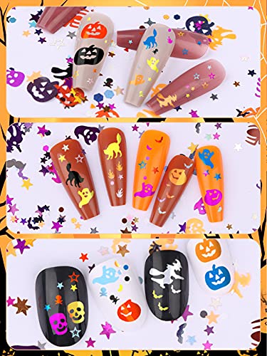 EBANKU Halloween Nail Glitter 3 Boxes Halloween Confetti Pumpkin Ghost - color: Halloween - 3P B