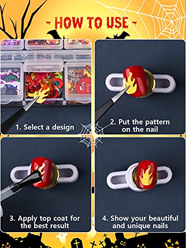EBANKU Halloween Nail Glitter Sequins Halloween Confetti Pumpkin Ghost - color: Halloween - 3P A