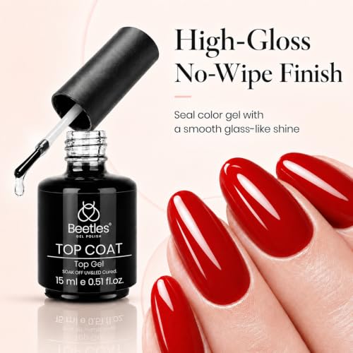 Beetles Gel Polish No Wipe Glossy Gel Top Coat Long Lasting 1Pcs 15ml - color: A-Clear-1