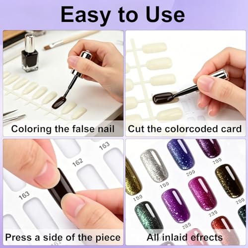 320 Nail Swatch Book with 480 False Tips & 1-400 Number Stickers, Pink