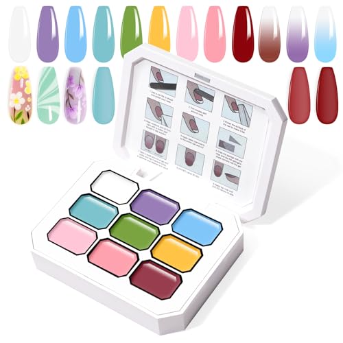 Gradient Painting Gel, 9 Colors Ombre Paint Gel Nail Polish - color: Bloom Summer