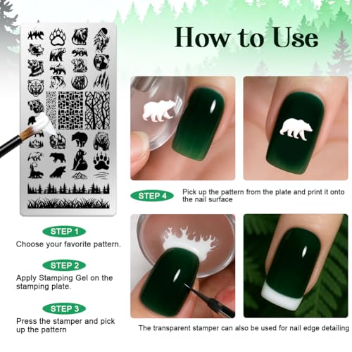 6 Sheets Nail Stamping Plate Forest Animals Nail Art Stamp - color: Forest Animals