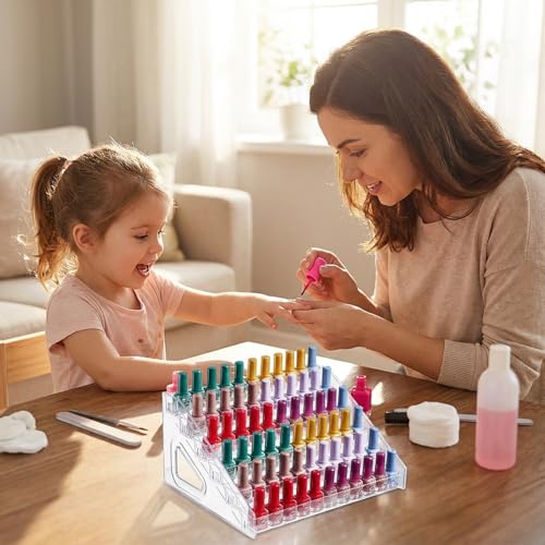 Acrylic Nail Polish Organizer Holder Rack 6 Layers, Clear Display Stand For Sunglasses,Essential Oils, Makeup Organizer, Holds Up to 72 Bottles - size: 6 Tier