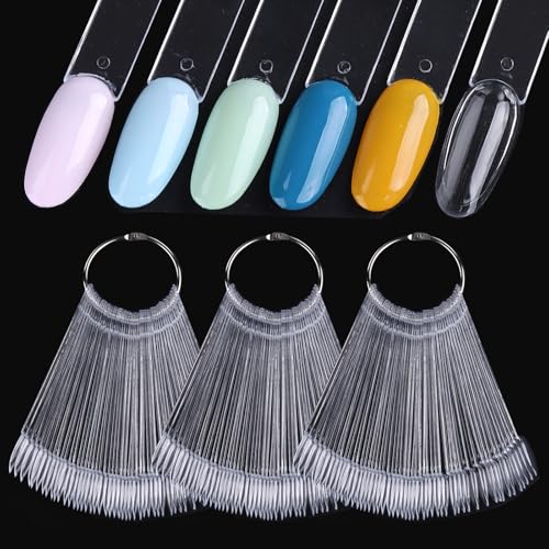SUTOKAKA 150 Pcs Clear Nail Swatch Sticks with Ring, Oval Shape - color: Clear Oval New 150pcs