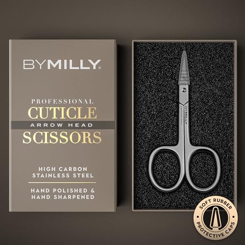 Cuticle Scissors, Curved Blades, High Carbon Stainless Steel, Hand Sharpened, Hand Polished (Arrow Head, Silver) - color: Silver