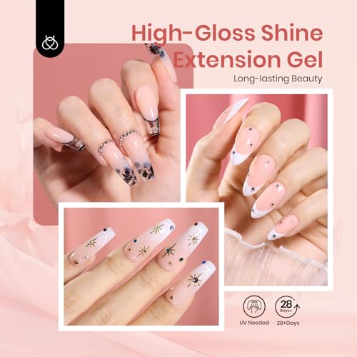 Beetles Poly Extension Gel Kit 3 Colors Nude Clear White With Nail Tips - color: 0-Pristine Grace