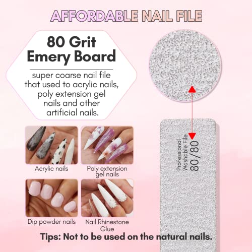 Makartt 80/80 Grit Nail Files, 10PCS Zebra Emery Boards for Artificial Nail - size: 80/80 Grit