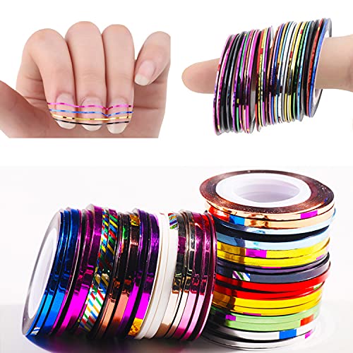 Metallic 36 pcs Nail Art Striping Tape Lines Nail Tape Kit - color: Silver