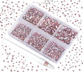 Bymitel 7200 Pieces 6 Mixed Sizes Glue Fix on Glass Rhinestones Round Crystal Gems Flatback for DIY Jewelry Making with one Picking Pen(6-Sizes 7200PCS, Lt. Rose) - color: Lt. Rose, size: 6-SIZES 7200PCS