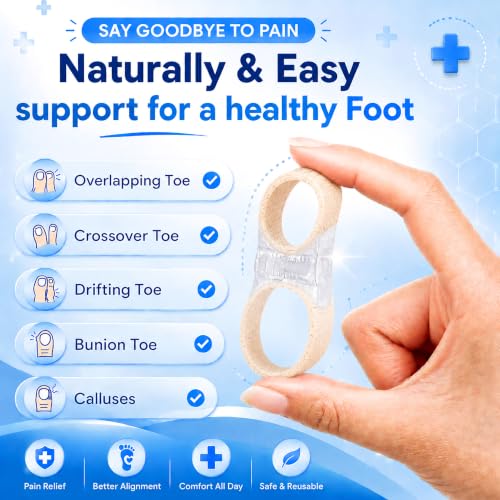 Big Toe Separators, 2-Loop Soft Gel Toe Spacers, 3 Sizes, Washable - color: Beige, size: M:MEN 6.5-9/WOMEN 9.5-11