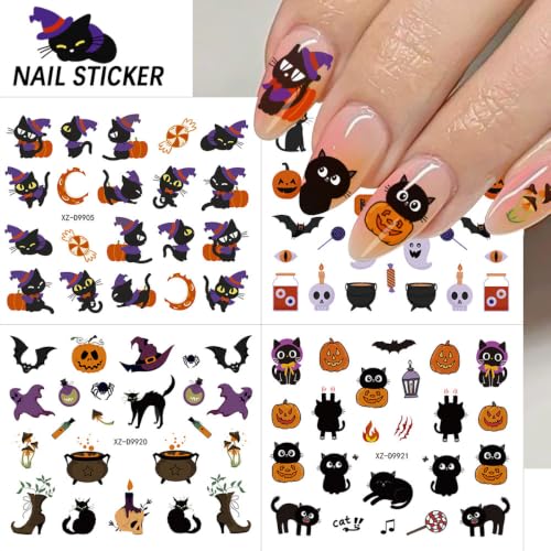 30Sheets Halloween Nail Stickers, Ghost, & Skull, Spider Design - color: Style-20