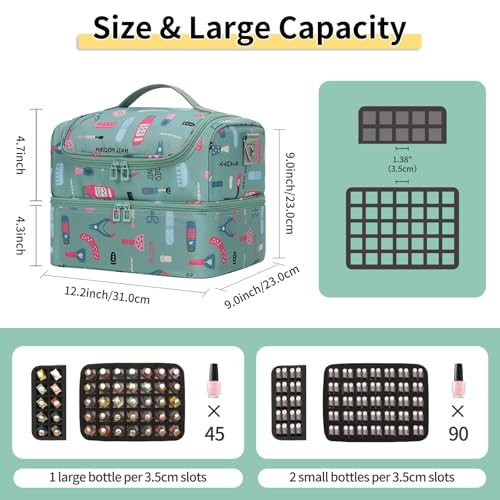 CUBETASTIC Nail Polish Organizer Case, Cartoon Green, 45 Slots - color: Cartoon Green, size: 45 Slots
