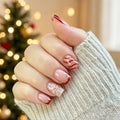 Christmas Press on Nails Short Square, 24Pcs Winter Snowflake Fake Nails - color: Winter Christmas Nails-13