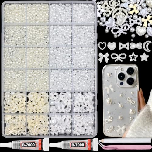 Cream Bedazzled Kit Flatback Pearls White Bedazzling Gems for Crafts - color: 17-Colorful