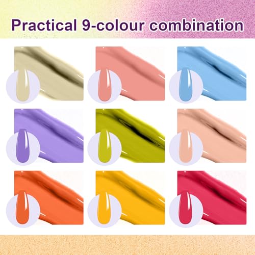Gradient Painting Gel, 9 Bright Colors Ombre Gel Nail Polish - color: Joy Tints