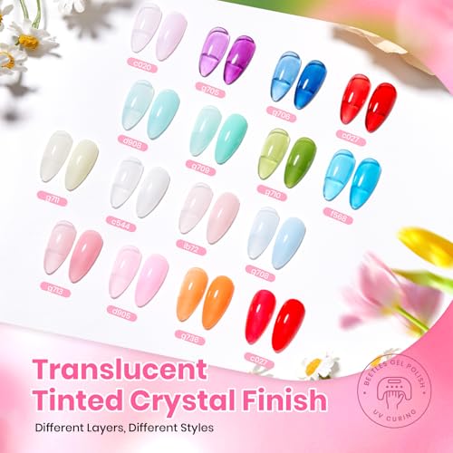 Beetles Fall Gel Polish Set, 36 Colors Jelly Solid Glitter Gel - color: Dewdrop Flora