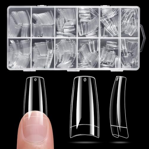 krofaue 504PCS Clear Fake Nails - Half Cover French Nail Tips - color: Clear French Half Cover