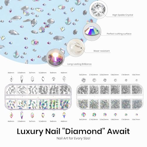 Beetles Gel Polish Nail Glue with Nail Gems Set - color: A-Clear-1