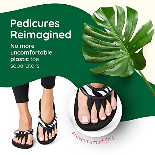 Pedi Couture Pedicure Sandals for Women with Built-In Toe Separators - color: Black/Zebra, size: X-Large