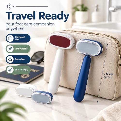 Double-Sided Foot Scraper, Stainless Steel Callus Remover, 2PCS White+Blue