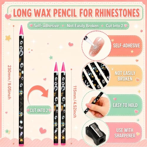 Wax Pencils for Rhinestones, 13PCS Bedazzling Pen Dotting Tools - size: 13PCS