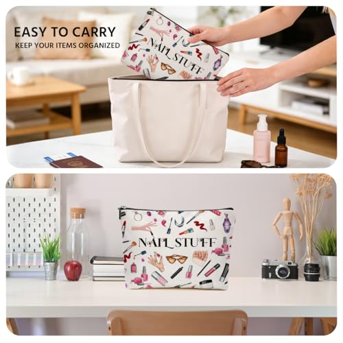 Nail Stuff Makeup Bag, Nail Technician Cosmetic Bags Travel Organizer Bag - color: Multicolor 0062