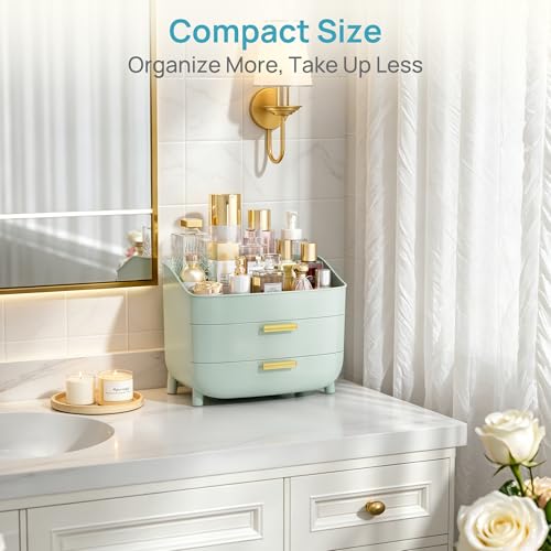 Vtopmart 3-Tier Skincare Makeup Organizer with Drawers, Green - color: Green, size: No Lid