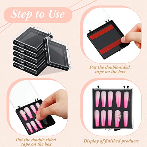 Landhoow 15 Pcs Press on Nail Box, Acrylic Display Case,Clear - color: Black