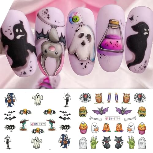 Halloween Nail Art Stickers Water Transfer Nail Stickers Holiday Decoration - style: Ghost