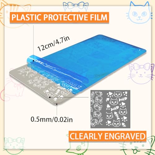 PH PandaHall 3pcs Cute Cat Nail Stamping Plates
