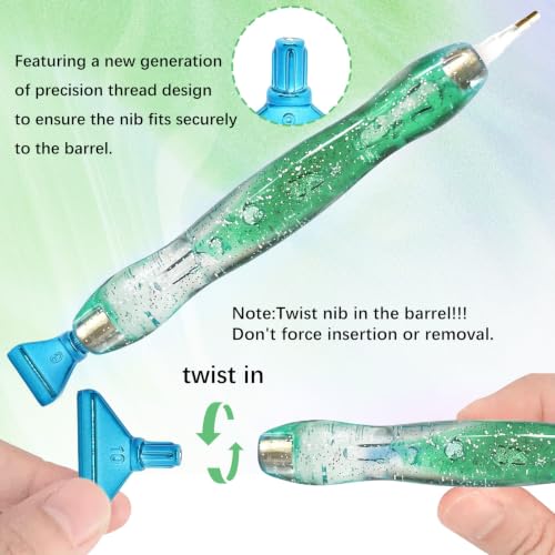 26 Piece 5D Ergonomic Diamond Art Painting Pens Kit,Green - color: Green