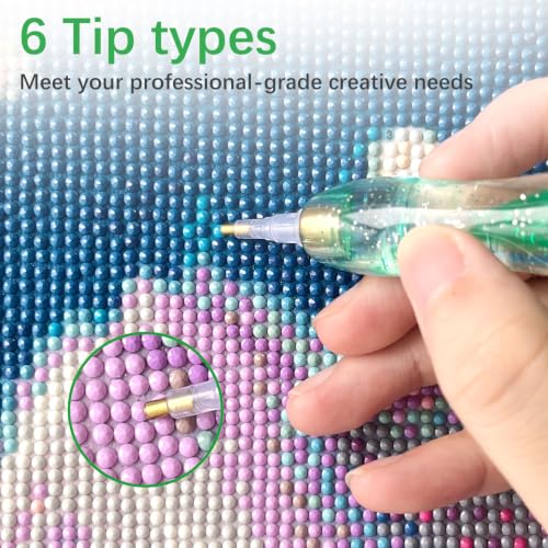 CXJINZE 9 Pcs Plastic 5D Diamond Art Pens Kit with 5 Nibs Stylus Tool,Green - color: Green-9pcs