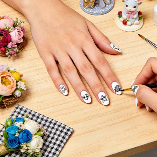 6 Sheets Nail Stamping Plate Minimalist Nail Art Stamp - color: Checkerboard