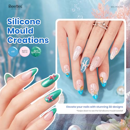 Beetles Gel Nail Polish Kit 25 Colors Gel Polish Chrome Nail Art Cat Eye - color: Ocean Odyssey