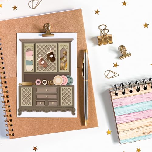 GLOBLELAND Cabinets Cutting Dies Bakery Metal Die Cuts Dessert Coffee Cutting Embossing Templates for Scrapbooking Craft Paper Cards Making - style: Cabinet