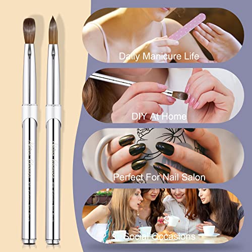 Acrylic Nail Art Brush Size 8, 100% Pure Kolinsky Hair Oval Nail Brush for Acrylic Application, Professional Nail Extension Manicure Tool Striping Nail Drawing Pen for DIY Home Salon - size: #8