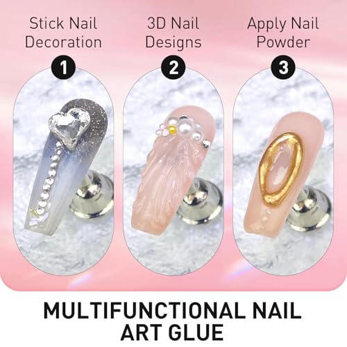 Rhinestone Glue for 3D Nail Art & Charms - Strong Hold Nail Adhesive for All Decorations (2 Pack, 30g Each) - color: B-30g*2 Rhinestone Glue