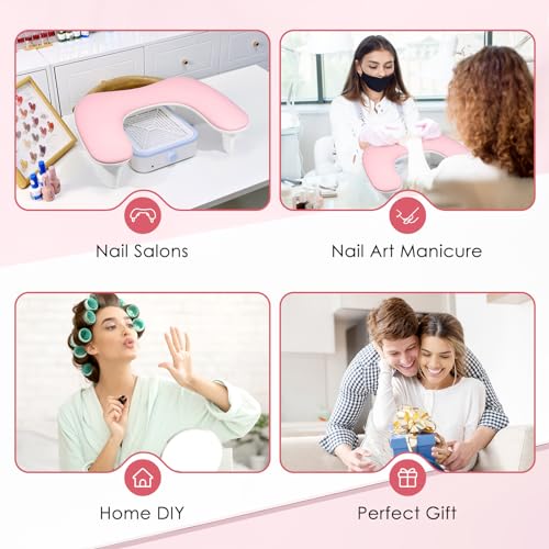 Big Arm Rest for Nails Tech, U-Shaped, for Acrylic Nails, Pink - color: 1nd Gen Pink