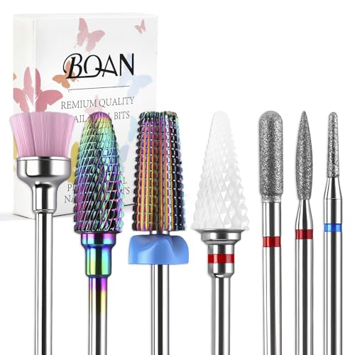BQAN Nail Drill Bits Set, 7pcs Tungsten Carbide Diamond Drill Bits for Nail Tech, Remove Acrylic Gel Polish Cuticle, Manicure Pedicure Tools - color: Multicolor-7PCS