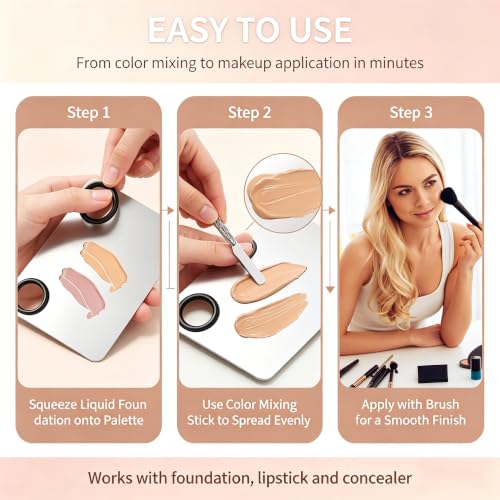 Professional Acrylic Makeup Palette for Cosmetic Mixing, Nail Art, Eyeshadow and Eyelash Application with Blending Tool (Silver) - color: Silver
