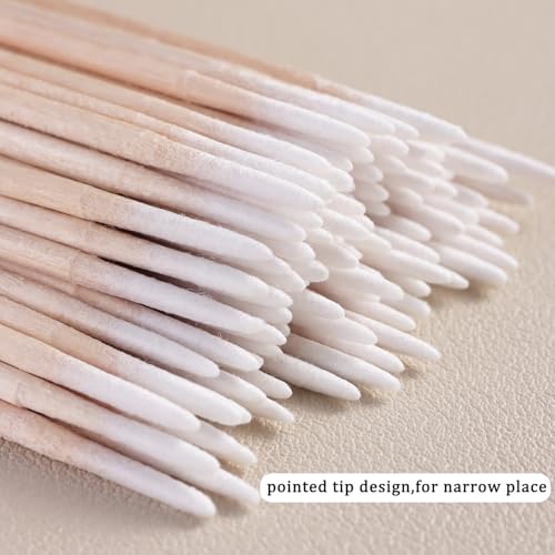 200pcs Double-head Pointed Tip Cotton Swabs with Wooden Sticks - color: White