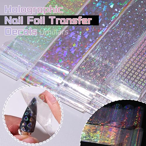 10-Roll Aurora Nail Foil Transfer Sheets Clear Laser Holographic Nail Foils - color: Clear Aurora Foil_02