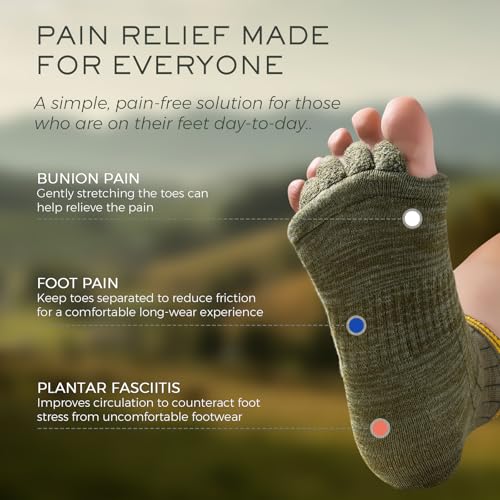 Foot Alignment Socks with Toe Separator,Toeless Yoga Socks for Women/Men - color: Green