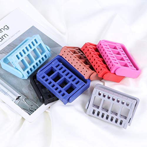 Beaupretty Nail Grinding Tool Box with 16 Holes Portable Manicure Organizer Compact Nail Drill Bits Holder for Home and Professional Use - color: Light Blue