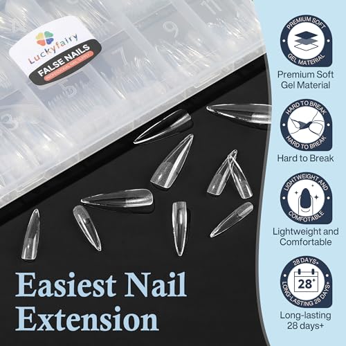 Luckyfairy XXL Stiletto Nail Tips 120 Pcs Full Cover Pre-Etched